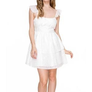 NEW GOLDEN chiffon fairy-inspired mini dress in off white